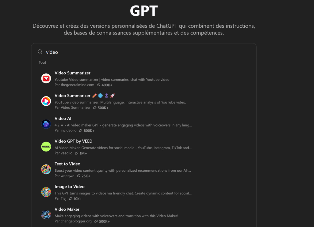 gpt video créer video avec l'IA