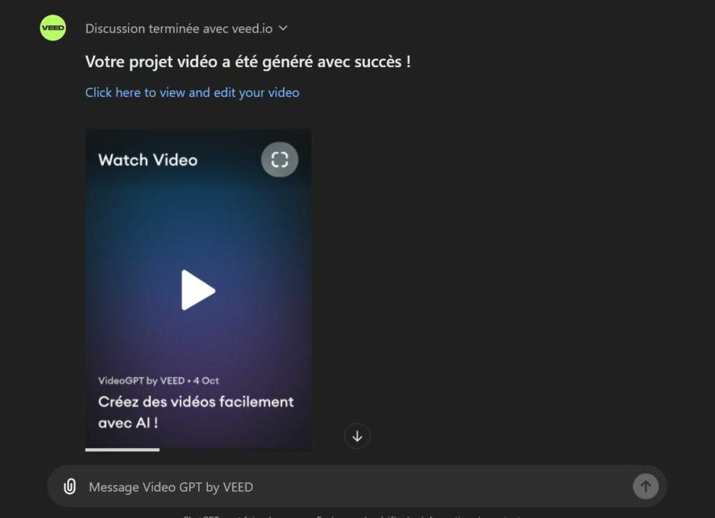 capture veed créer une vidéo avec chatgpt
