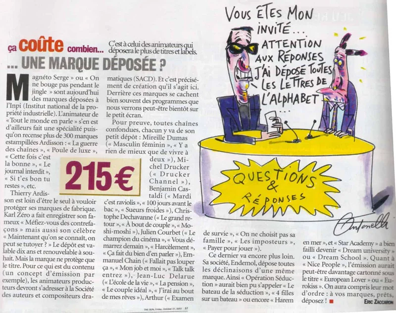 vsd marque deposee par les animateurs TV journaliste medias