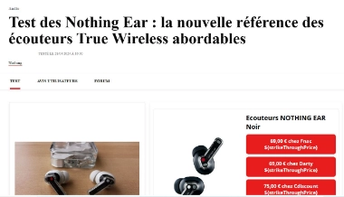 test écouteurs nothing ear